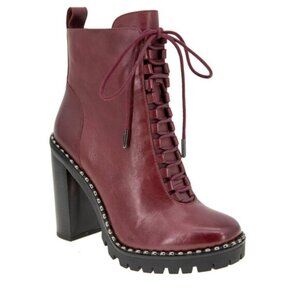 BCBGeneration Women's Parina Block Heel Leather Booties - Purple - Size 8.5
